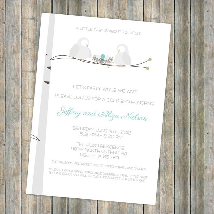 Bird baby shower birds and nest baby shower digital | Etsy