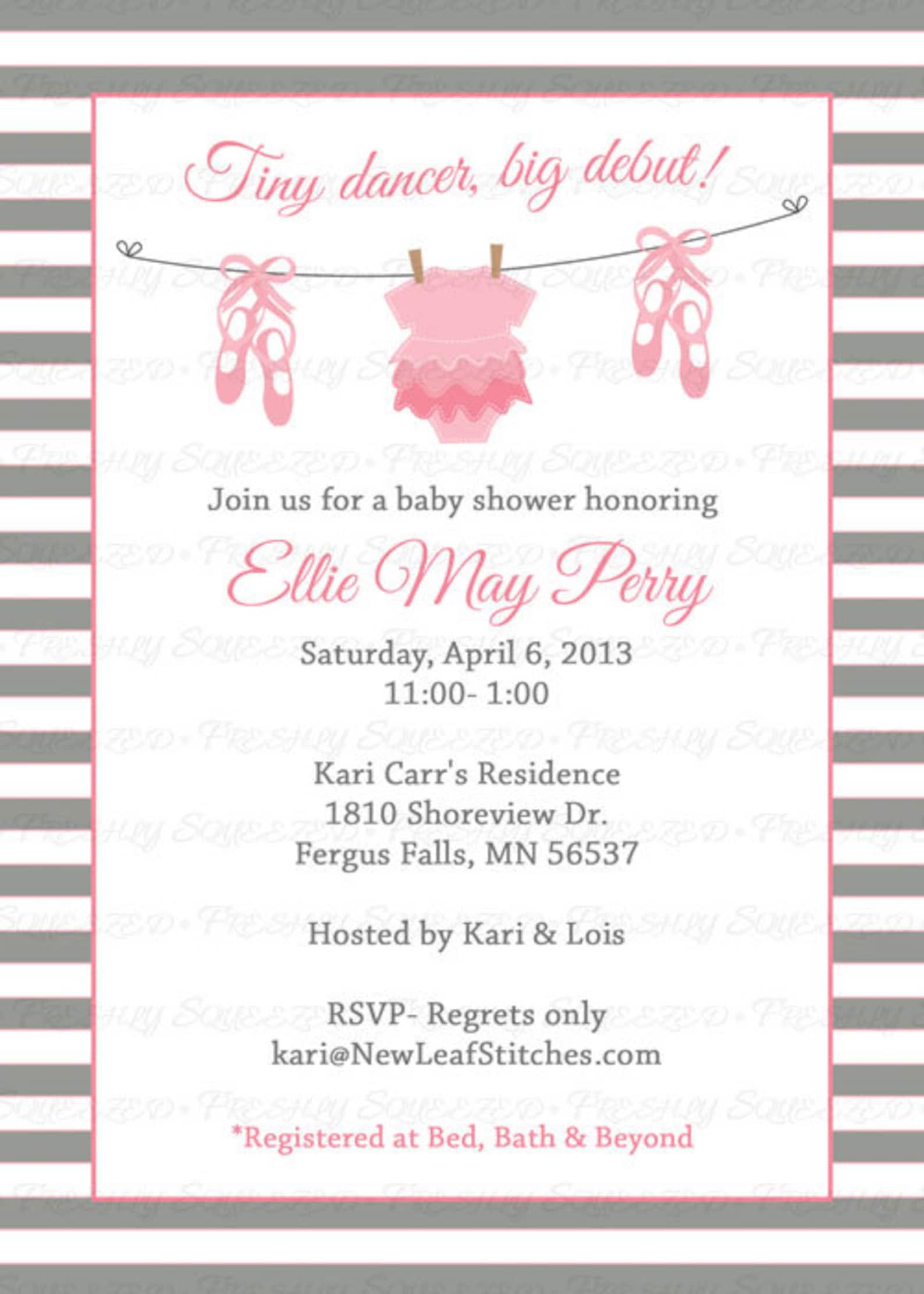 ballet baby shower invitation, baby girl shower, pink and gray, digital, printable file