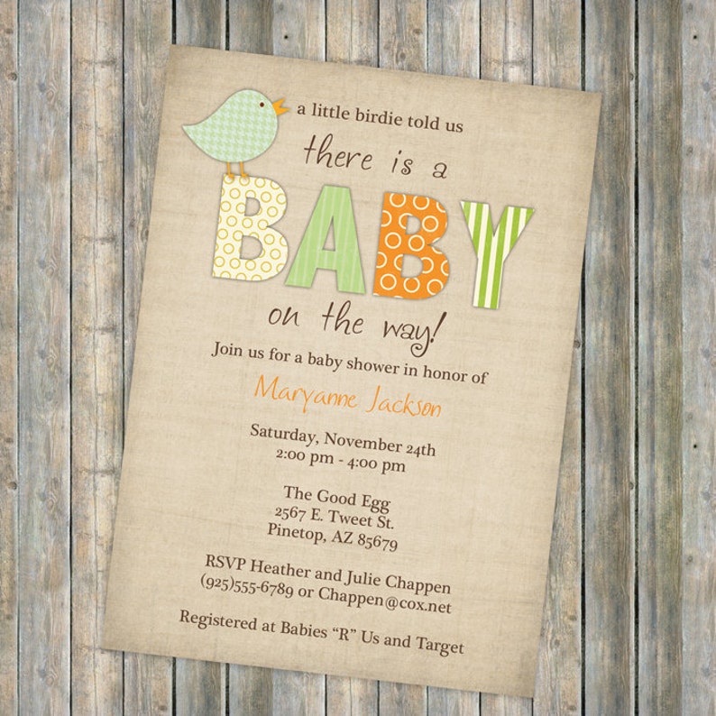 Bird baby shower invitations little bird gender neutral Etsy