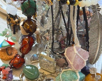 Mystery Jewelry Jar - 40+ Pcs Hand-Curated Crystal Set, Rings Necklaces Bracelets Pendants Charms, Witchy & Spiritual Gift for Women