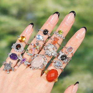 Caja misteriosa para anillos de cristal, tarro de joyería con anillos ajustables, bolsas misteriosas, palas de cristal, juegos de anillos sorpresa