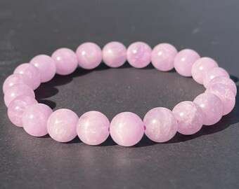 Natural Kunzite Crystal Bracelet, Lilac Spodumene, Heart Chakra
