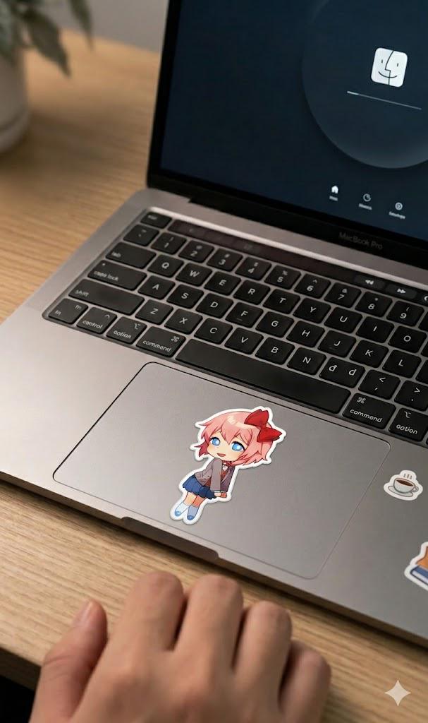 Cute Chibi Anime Girl Sticker, Pink Hair Red Bow Vinyl Decal, Aesthetic ...