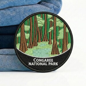 Congaree National Park Embroidered Patch, Old Growth Swamp Forest Applique, Kayaker Backpack Badge