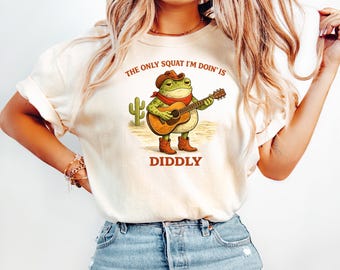 Camiseta "Lo único que hago es una rana pequeña", divertida camiseta gráfica de rana vaquera, humor occidental, colores cómodos 1717