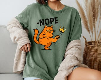 Nope Cat Shirt Funny Cat T Shirt for Women, Sassy Cat Graphic Tee, Cute Sarcastic Cat Shirt, Gift for Cat Lover