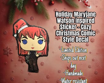 Urlaub MJ Watson inspirierter Aufkleber - Gemütlicher Weihnachtsaufkleber im Comic-Stil