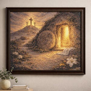 Resurrection Empty Tomb Cross Stitch Pattern – Easter Religious PDF