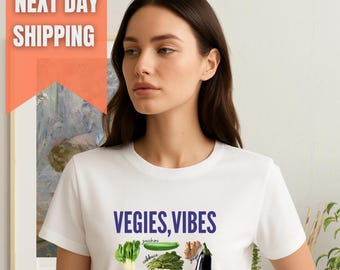 Camiseta Vegies Vibes, camiseta con gráficos de verduras, camiseta para amantes de la comida sana, camiseta con diseño vegano