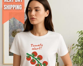 Camiseta "Alerta de Tomate", Camiseta con Gráfico de Tomate, Regalo para Vegetales, Camiseta de Mercado Agrícola