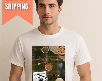Camiseta con diseño de café y galletas, camiseta gráfica de estilo de vida elegante, camiseta para amantes del café