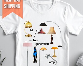 Alle Generationen Lampen-T-Shirt, Retro & moderne Lampen-Shirt, Kunst-Collage-Grafik-T-Shirt