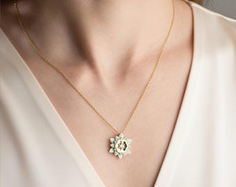 Collar de margarita esmaltada en plata de ley, colgante floral minimalista, joyería de primavera