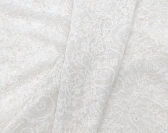 Botanical Jacquard Linen-Blend Sheer Fabric，Ideal for sewing vintage-style dresses and clothing crafts、150 cm width