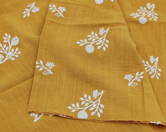 Floral Embroidered Cotton Fabric，Flower Fabric，Embroidered Fabric，Suitable for clothing, throw pillows, and DIY projects，145 cm width