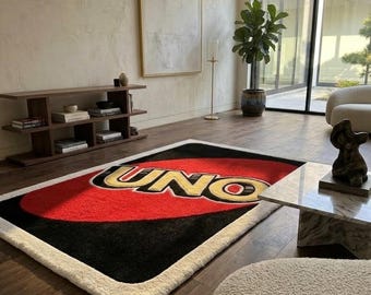 Luxury UNO Inspired Hand Tufted Rug, Plush Thick Pile Carpet