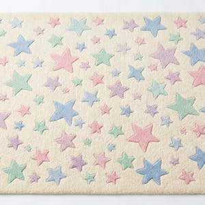 Colorful Star Pattern Hand Tufted Nursery Area Rug, Kids Playful Living Room Decor image 4