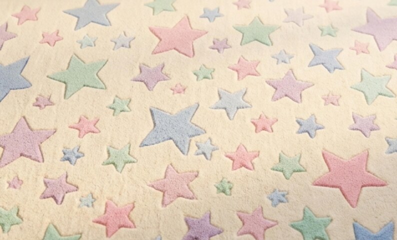 Colorful Star Pattern Hand Tufted Nursery Area Rug, Kids Playful Living Room Decor image 8