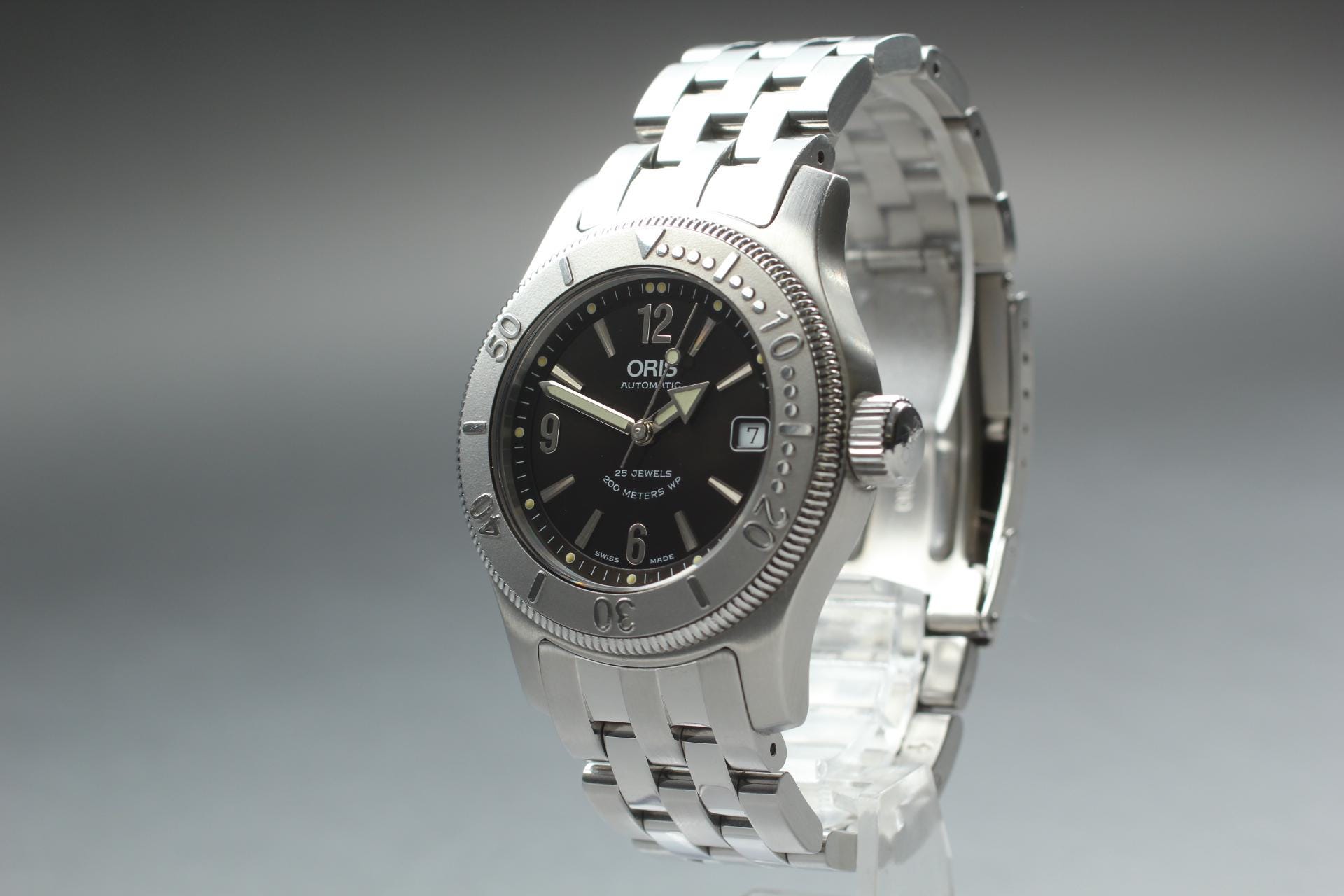 Near MINT Vintage ORIS Big Crown Diver 7502 Black Date Automatic
