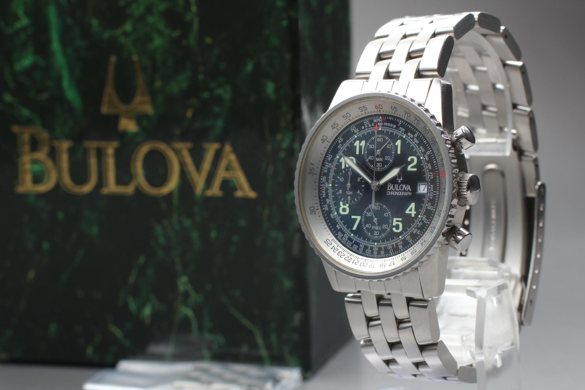 Montre Vintage Homme Bulova P9 Quartz - Cadran Noir Sans Bracelet - Pour Pièces Ou Réparation - Occasion