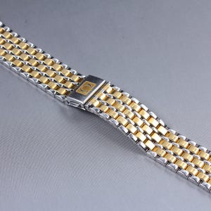 Near MINT Vintage OMEGA 17mm Short Size Stainless Steel Gold Two-Tone SE 2101 Mens Watch Bracelet From Japan W1658-1