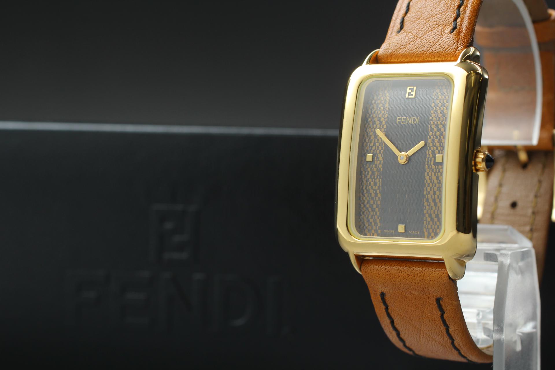Rare vintage 1990s ladies\' Fendi gold watch, with 3 interchangeable bezels. Ladies main image 3