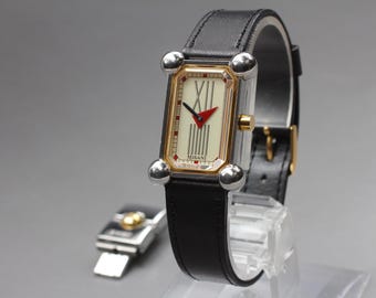 Near MINT Vintage MISANI Hermitage 1200 18k Gold Square Qz Womens Watch From JAPAN