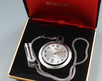 NEAR MINT+3 Vintage Seiko Skyliner Pocket Watch 6102-0010 Hand Winding Mens 42mm From JAPAN W1788