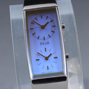 NÄSTAN NYTT Vintage Seiko Alba Y15W-5A50 Dubbelurtavla Qz Damklocka Från Japan W1621