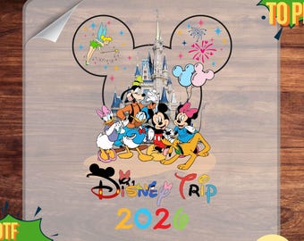 Mickey Disneyland Family Vacation 2026 DTF Transfer, Disneyworld Ready to Press Design