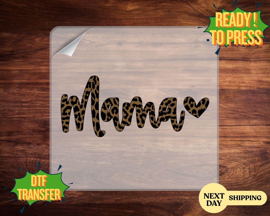 Leopard Mama Heart DTF Transfer, Cheetah Print Mama Ready to Press ...