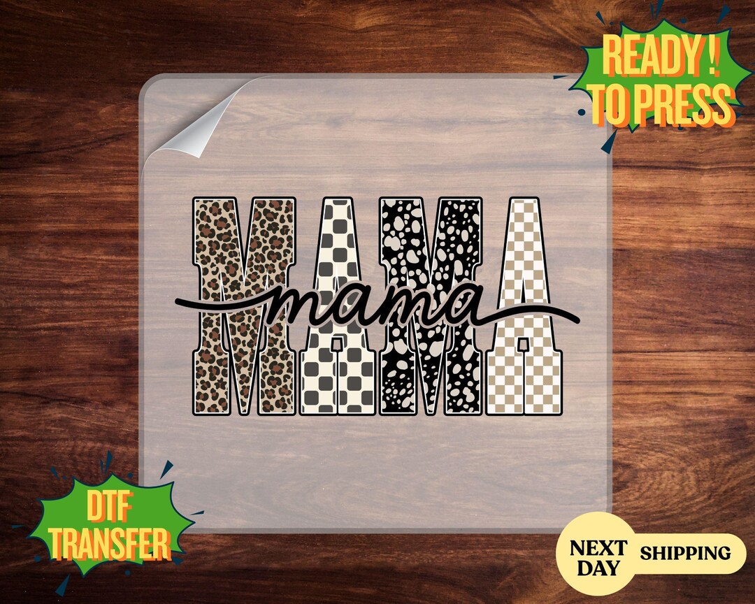 Retro Leopard Mama DTF Transfer, Checkered Mama Ready to Press Design ...