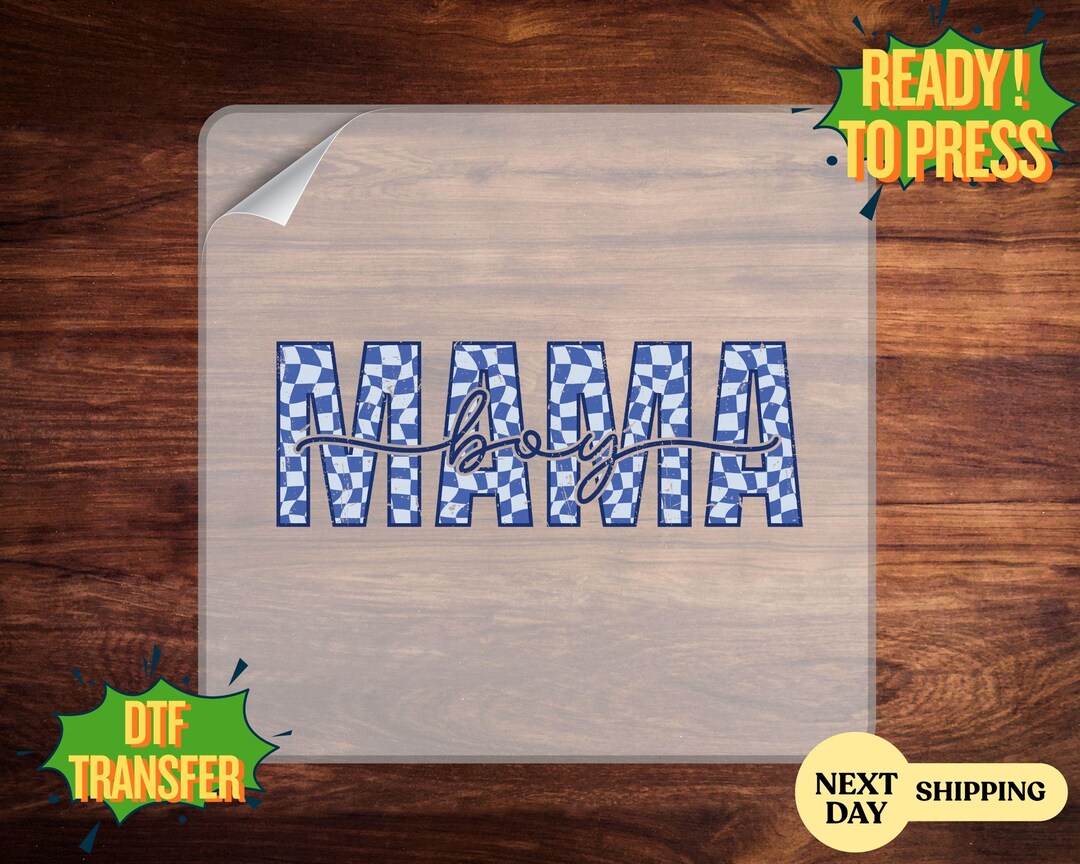Retro Checkered Boy Mama DTF Transfer, New Mama Ready to Press Design ...