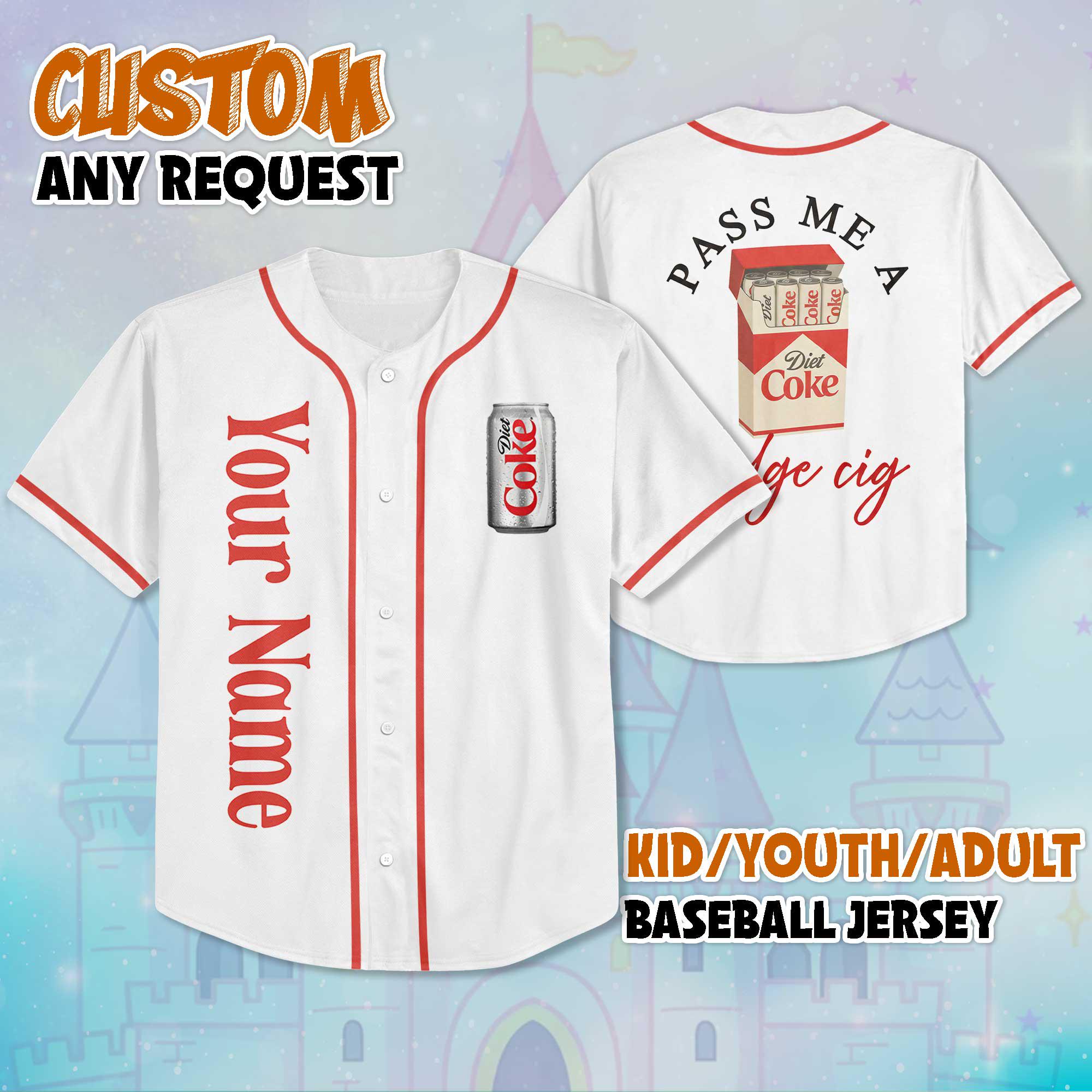 Discover Personalize Funny Diet Coke Baseball Jersey, Custom Diet Coke Lover Shirt, Baseball Team Outfit