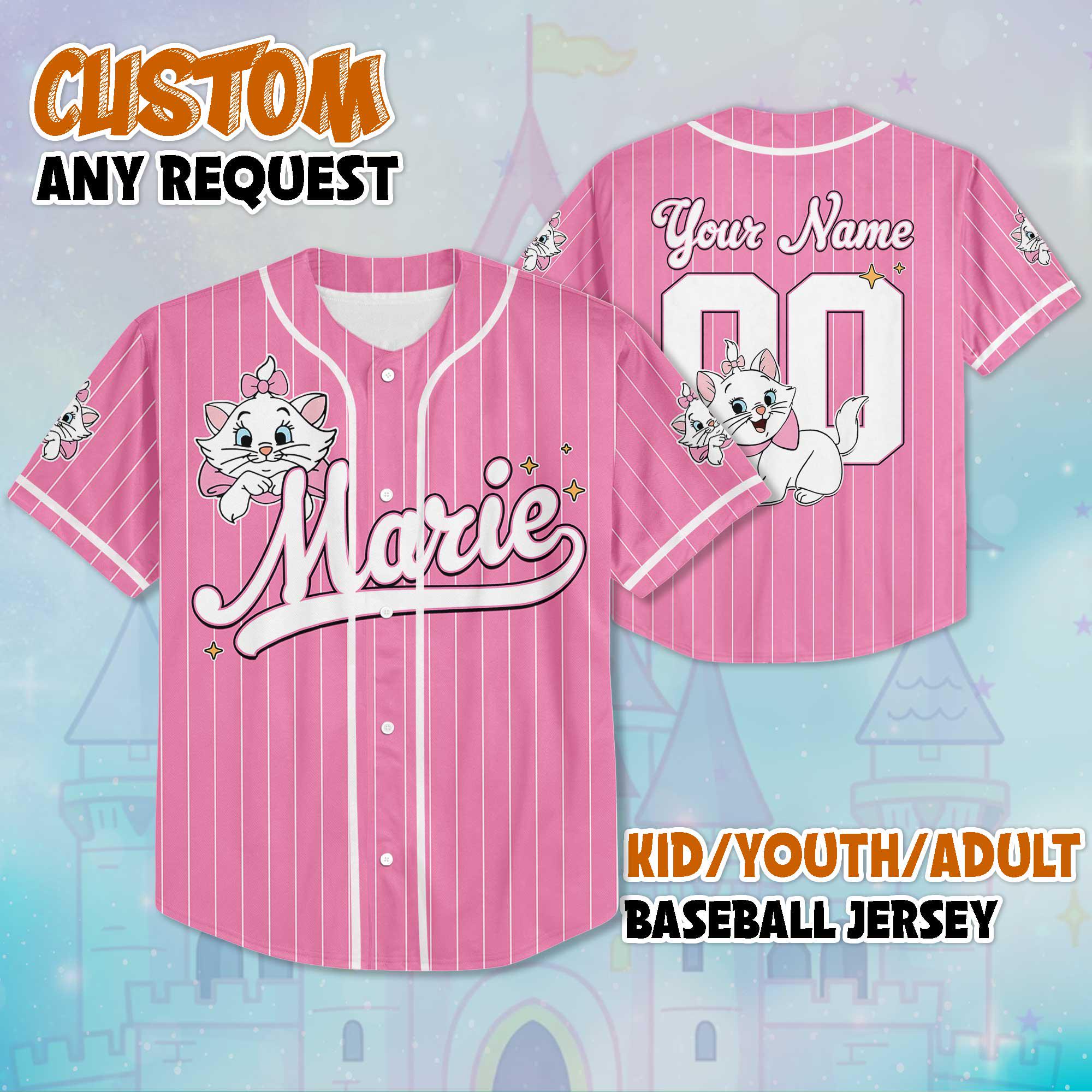Discover Custom The Aristocats Marie Cat Baseball Jersey, Personalize Disney The Aristocats Shirt, Baseball Team Outfit