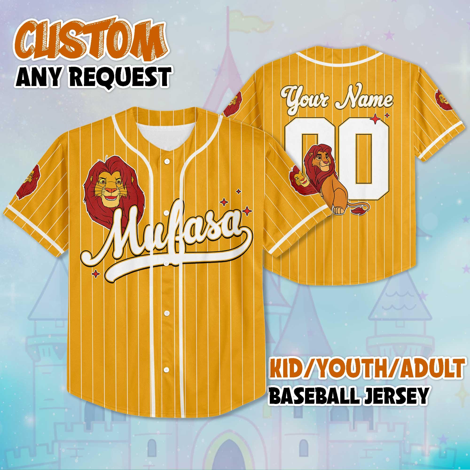 Discover Custom Mufasa Baseball Jersey, Personalize Disney The Lion King Shirt, Baseball Team Outfit