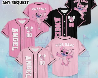 Camiseta de béisbol personalizada de Ángel Stitch, camiseta de Ángel Stitch de Disney, camiseta de béisbol de Disneyland, camiseta de Magic Kingdom, regalo para aficionados al béisbol.
