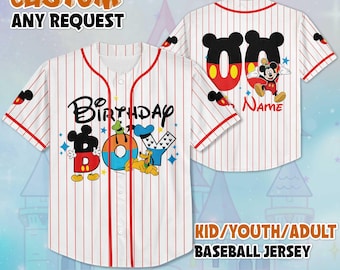 Camiseta de béisbol personalizada de Disney para cumpleañero, camiseta personalizada de Disney para niños, camiseta para fiesta de cumpleaños, viaje de cumpleaños a Disneyland