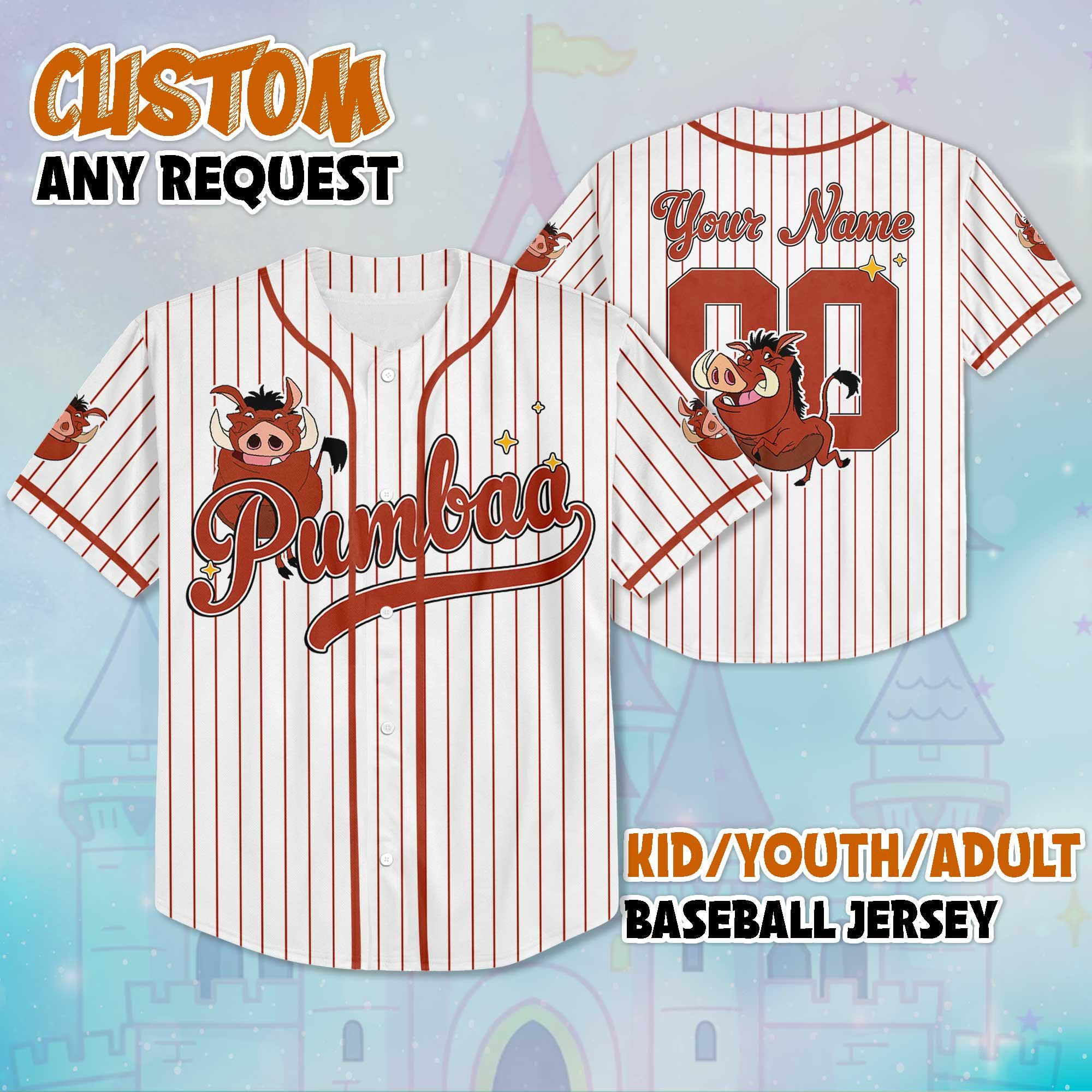 Discover Custom Pumbaa Baseball Jersey, Personalize Disney The Lion King Shirt, Baseball Team Outfit