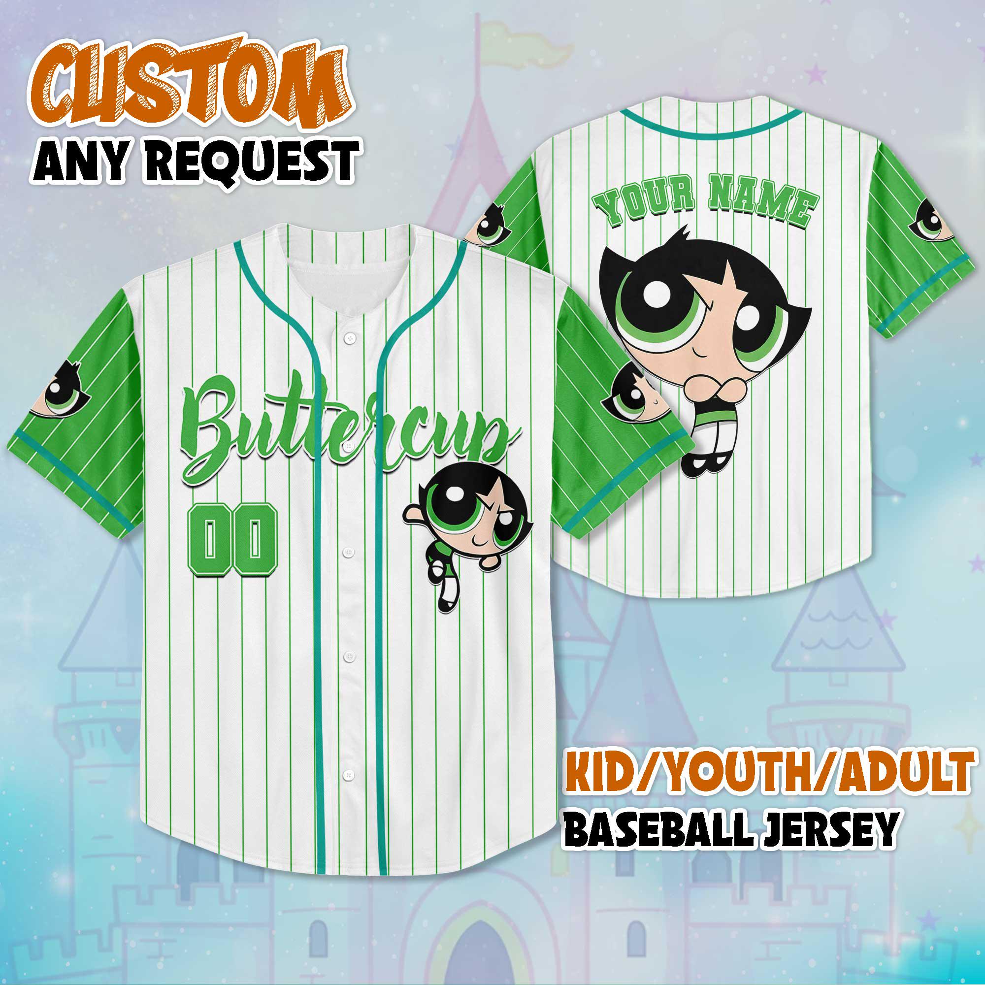 Discover Custom Buttercup Baseball Jersey, Personalize The Powerpuff Girls Jersey Shirt, Baseball Team Outfit