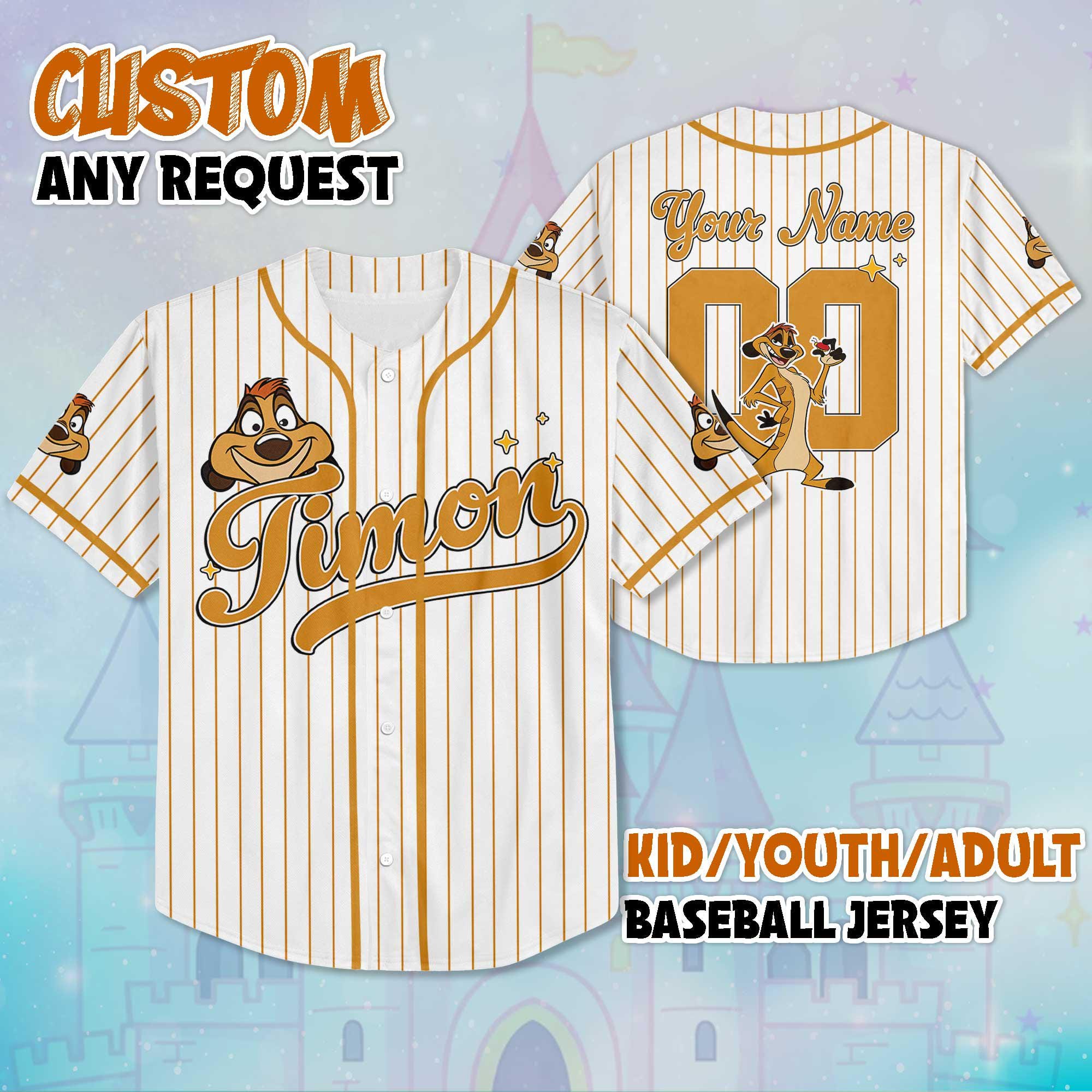 Discover Custom Timon Baseball Jersey, Personalize Disney The Lion King Shirt, Baseball Team Outfit