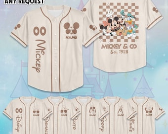 Custom Disney Family Vacation Baseball Jersey, Personalize Disney Mickey and Friends Shirt, Disney Baseball Team Outfit
