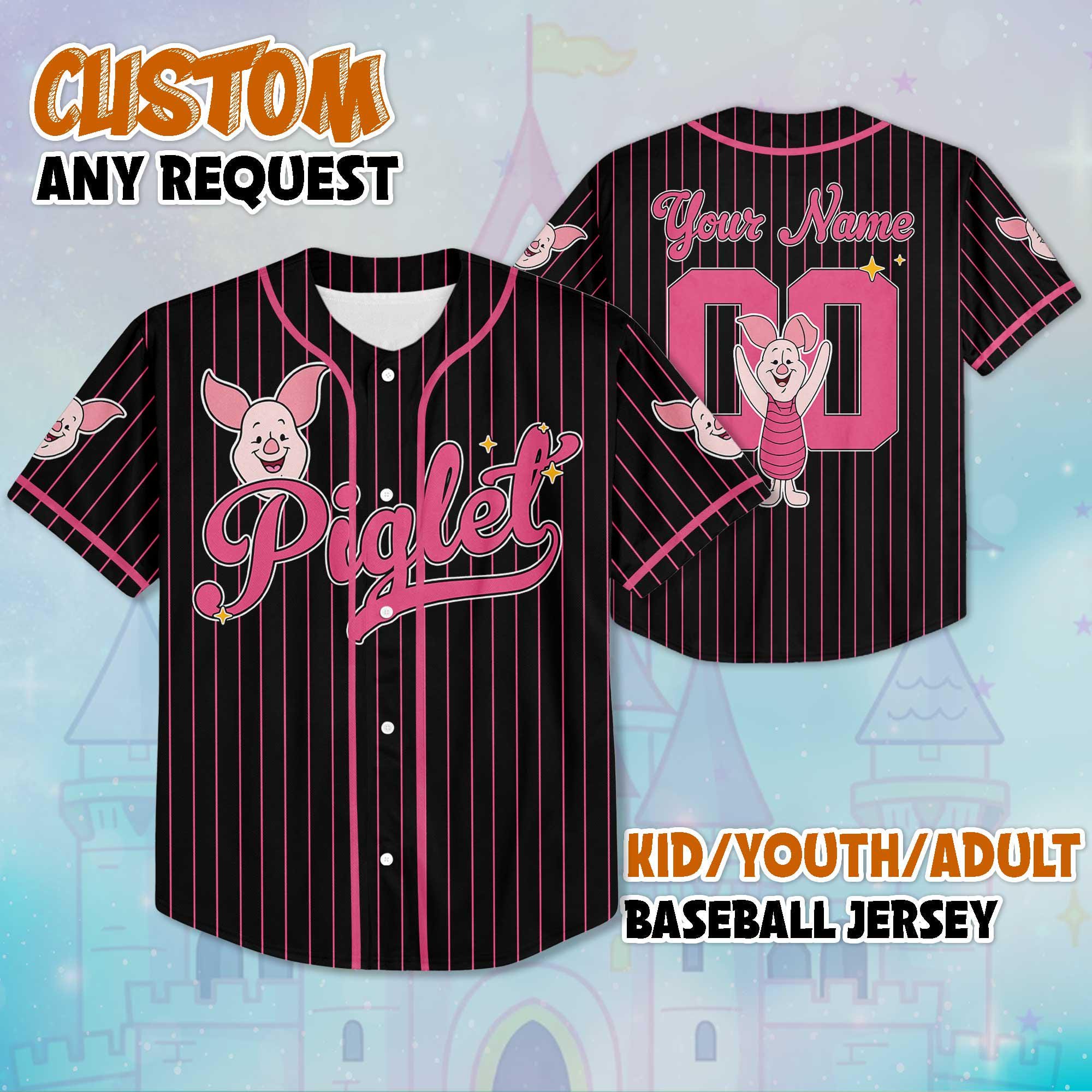 Discover Custom Piglet Baseball Jersey, Personalize Disney Winnie the Pooh Shirt, Baseball Team Outfit
