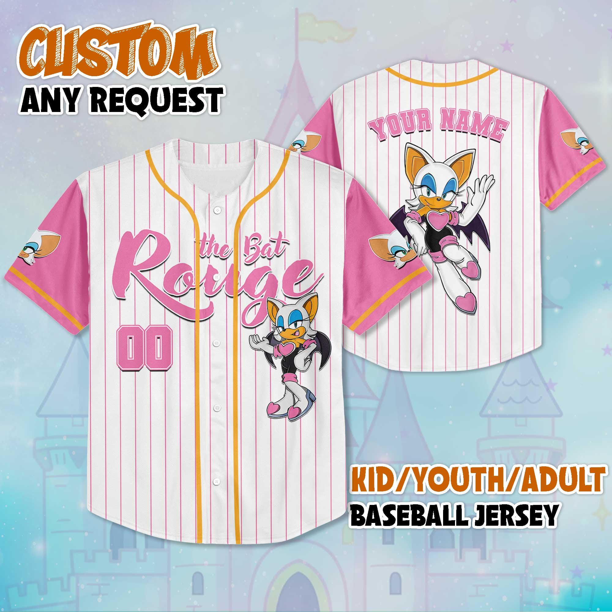 Discover Custom Rouge the Bat Baseball Jersey, Personalize Sonic the Hedgehog Jersey Shirt, Baseball Team Outfit