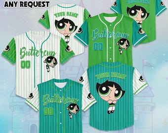 Custom Buttercup Baseball Jersey, Personalize The Powerpuff Girls Jersey Shirt, Baseball Team Outfit