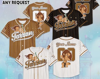 Camiseta de béisbol personalizada de Tarzán, camiseta de Tarzán de Disney, atuendo de equipo de béisbol, camiseta familiar a juego
