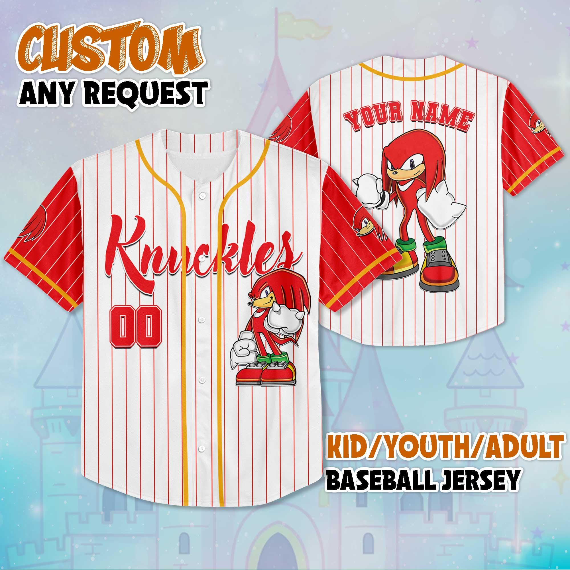Discover Custom Knuckles Baseball Jersey, Personalize Sonic the Hedgehog Jersey Shirt, Baseball Team Outfit