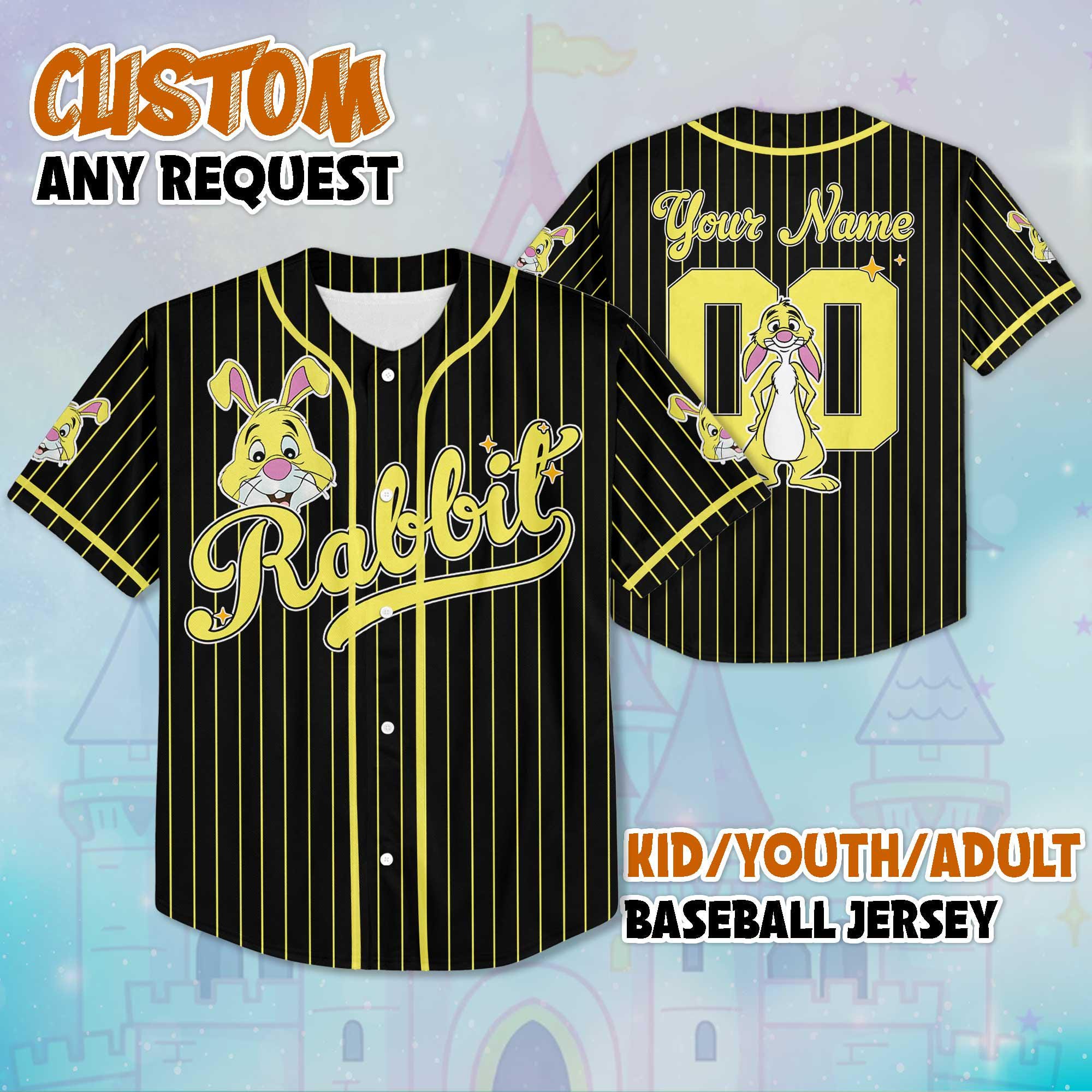 Discover Custom Rabbit Baseball Jersey, Personalize Disney Winnie the Pooh Shirt, Baseball Team Outfit