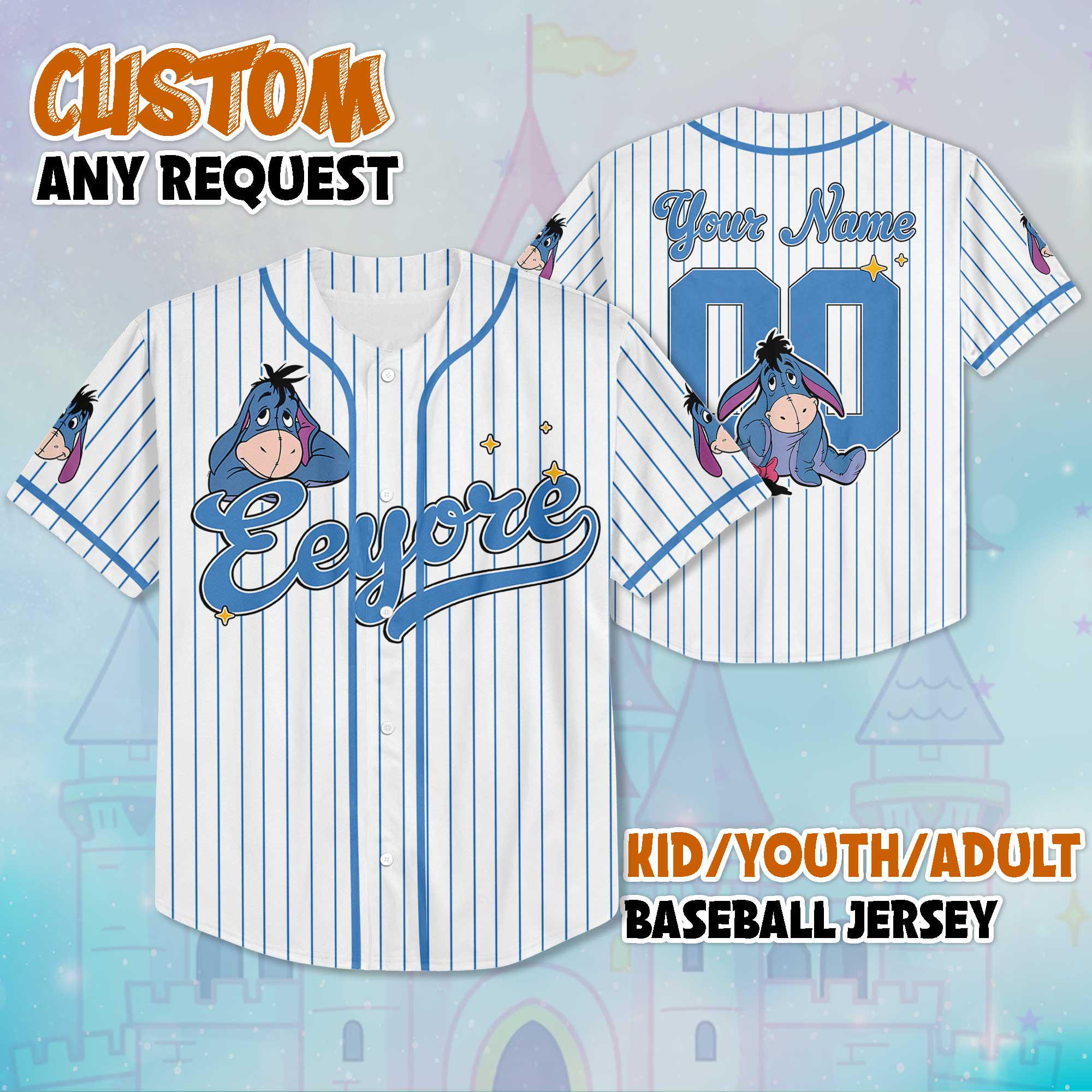 Discover Custom Eeyore Baseball Jersey, Personalize Disney Winnie the Pooh Shirt, Baseball Team Outfit