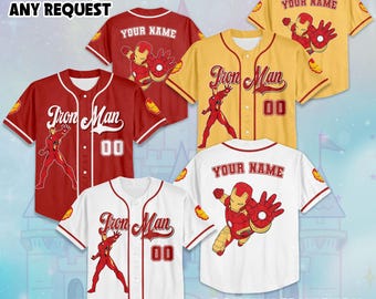 Personalized Iron Man Baseball Jersey, Custom Disney The Avengers Shirt, Matching Family Shirt, Fan Lover Gift